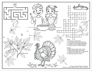 Letter Size Thanksgiving Activity Page Placemat